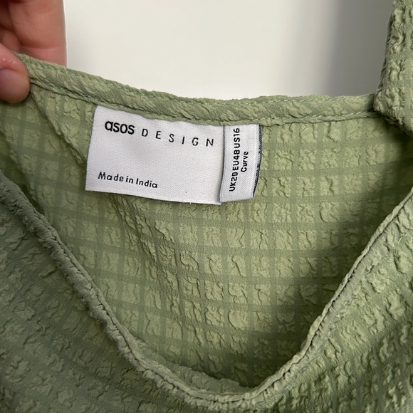 ASOS Curve Green Ruffle Mini Dress - Picture 3 of 4